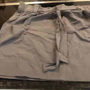 Gray skirt with sewn tie belt